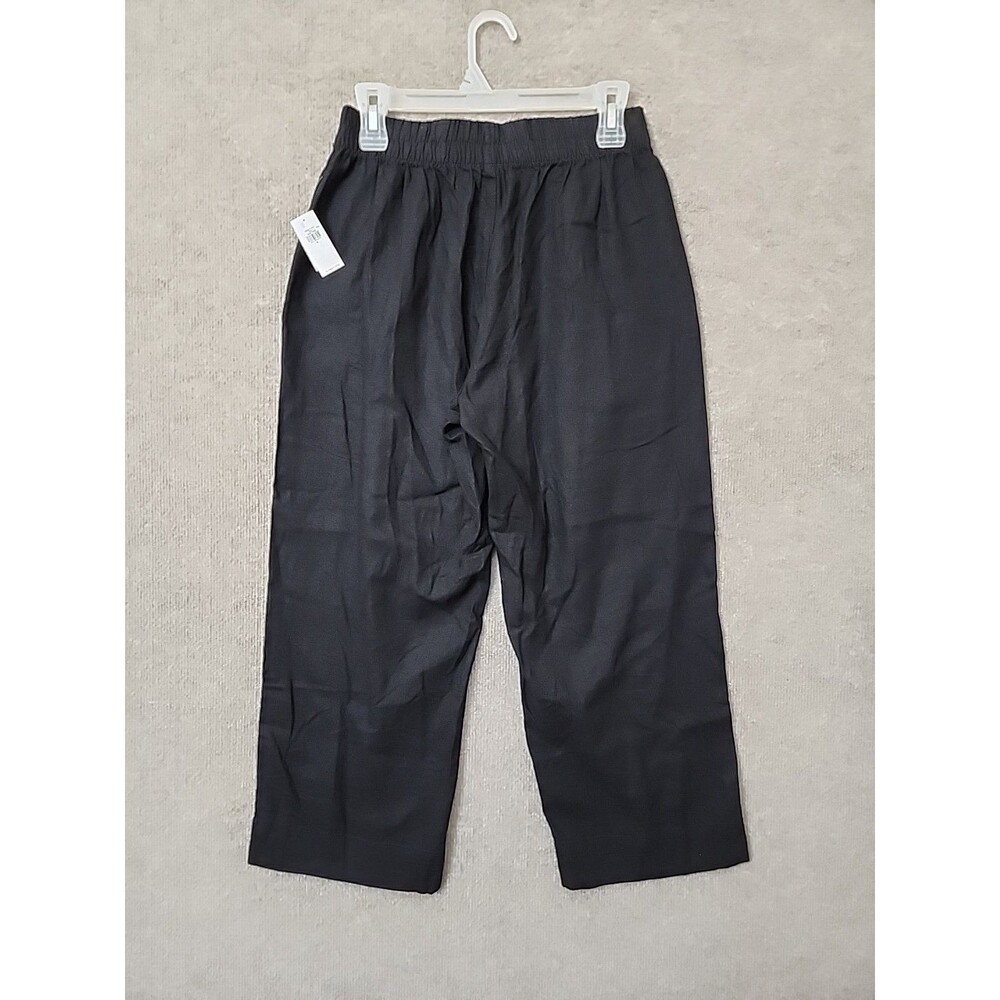 Old Navy Linen-Blend Straight Ankle Pants Womens S Black Beach Vacation NEW - Picture 7 of 11